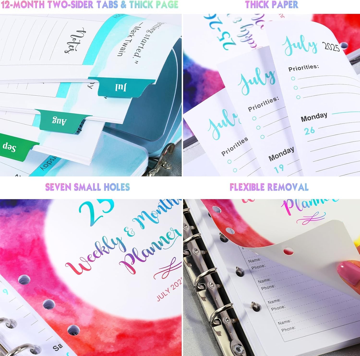 2025-2026 Planner Refills – from July Multicolor