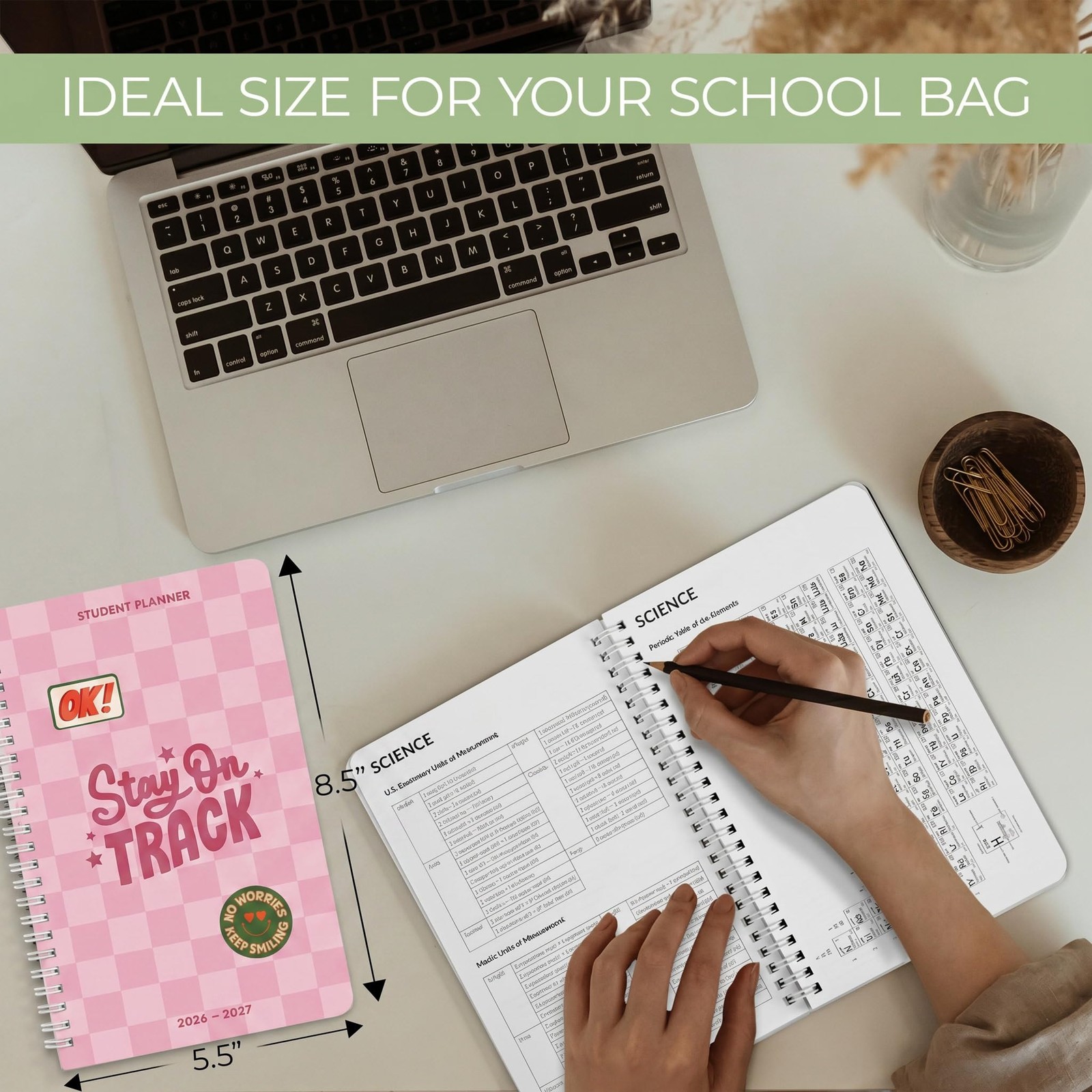 Aesthetic 2026-2027 Student Planner To Stay Organized – A 8.5″ x 5.8″, Pink