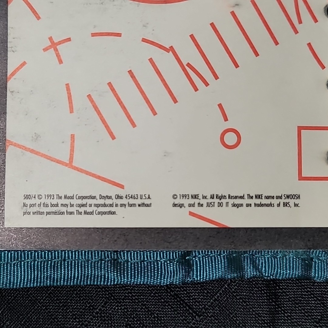 VINTAGE NIKE MEAD MINI BINDER STUDENT PLANNER DARK BLUE/ TURQUOISE NYLON 1994