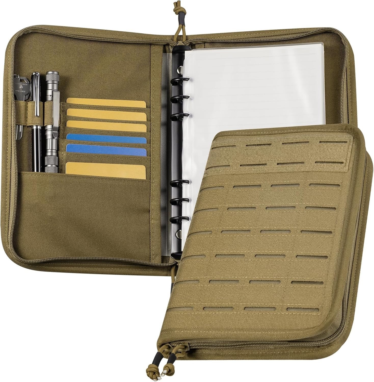 Kosibate Tactical Notebook Padfolio with Zipper, Detachable Refillable 6-Ring…