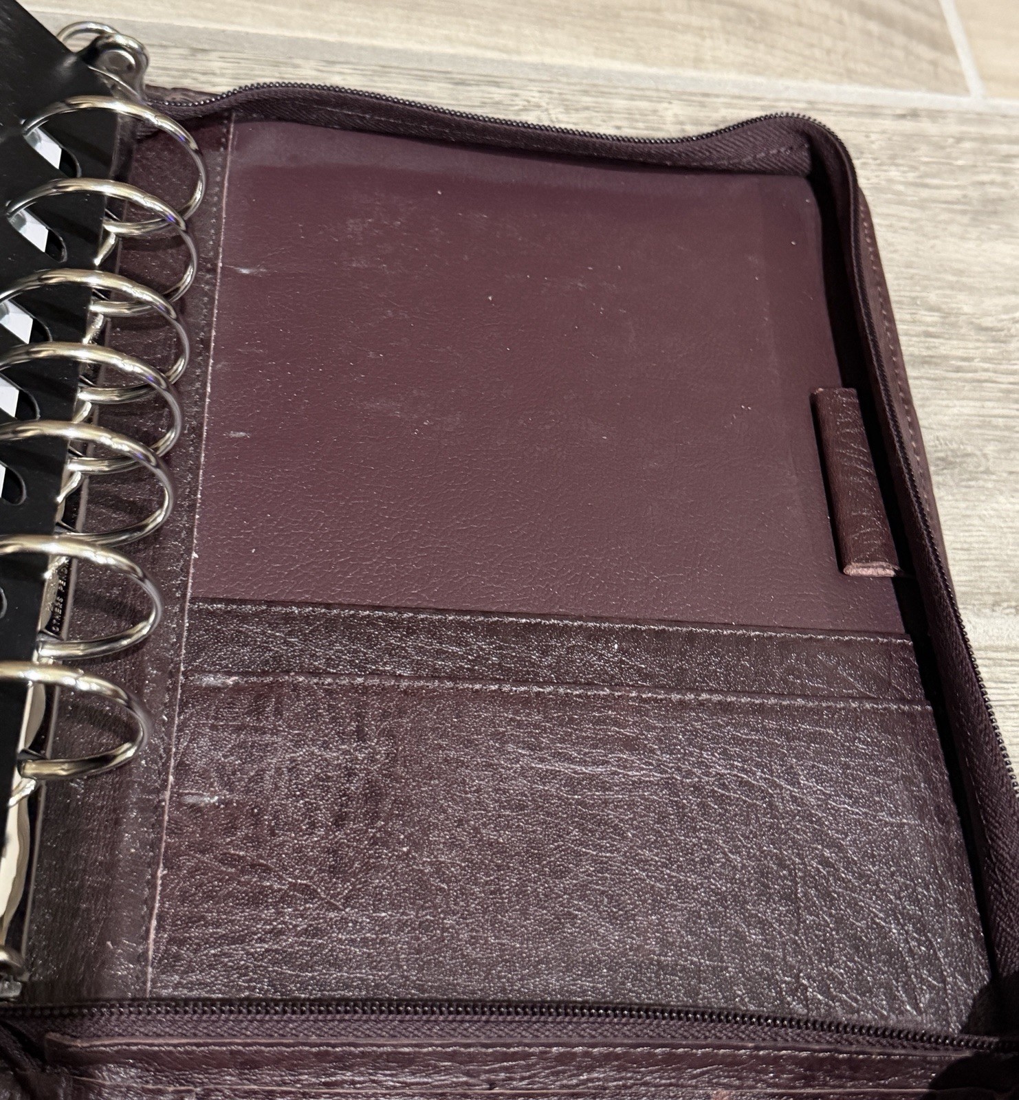 Franklin Covey Burgundy Leather Planner Organizer Binder 7 Ring Zip Around