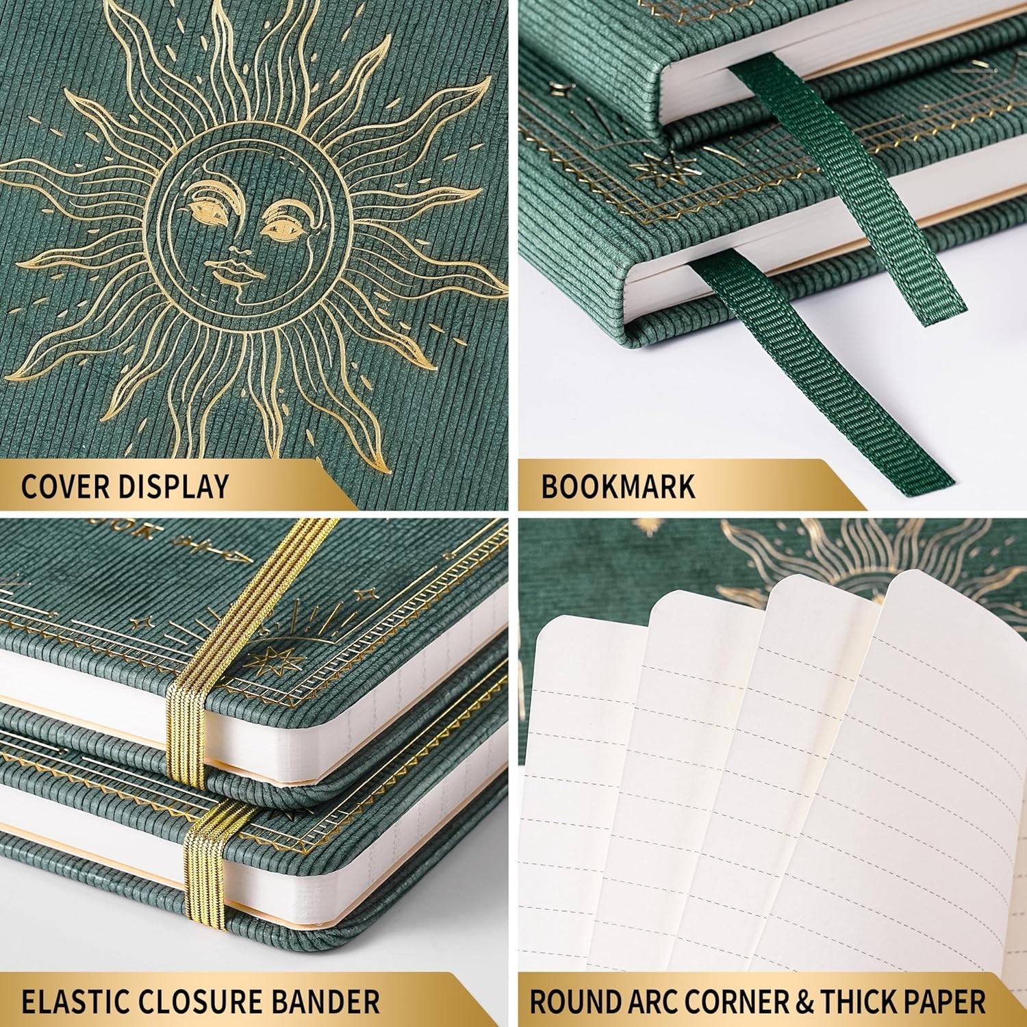 Compact Writing Notebook with 144 Thick Ruled Pages & Expandable Pocket – Cyan