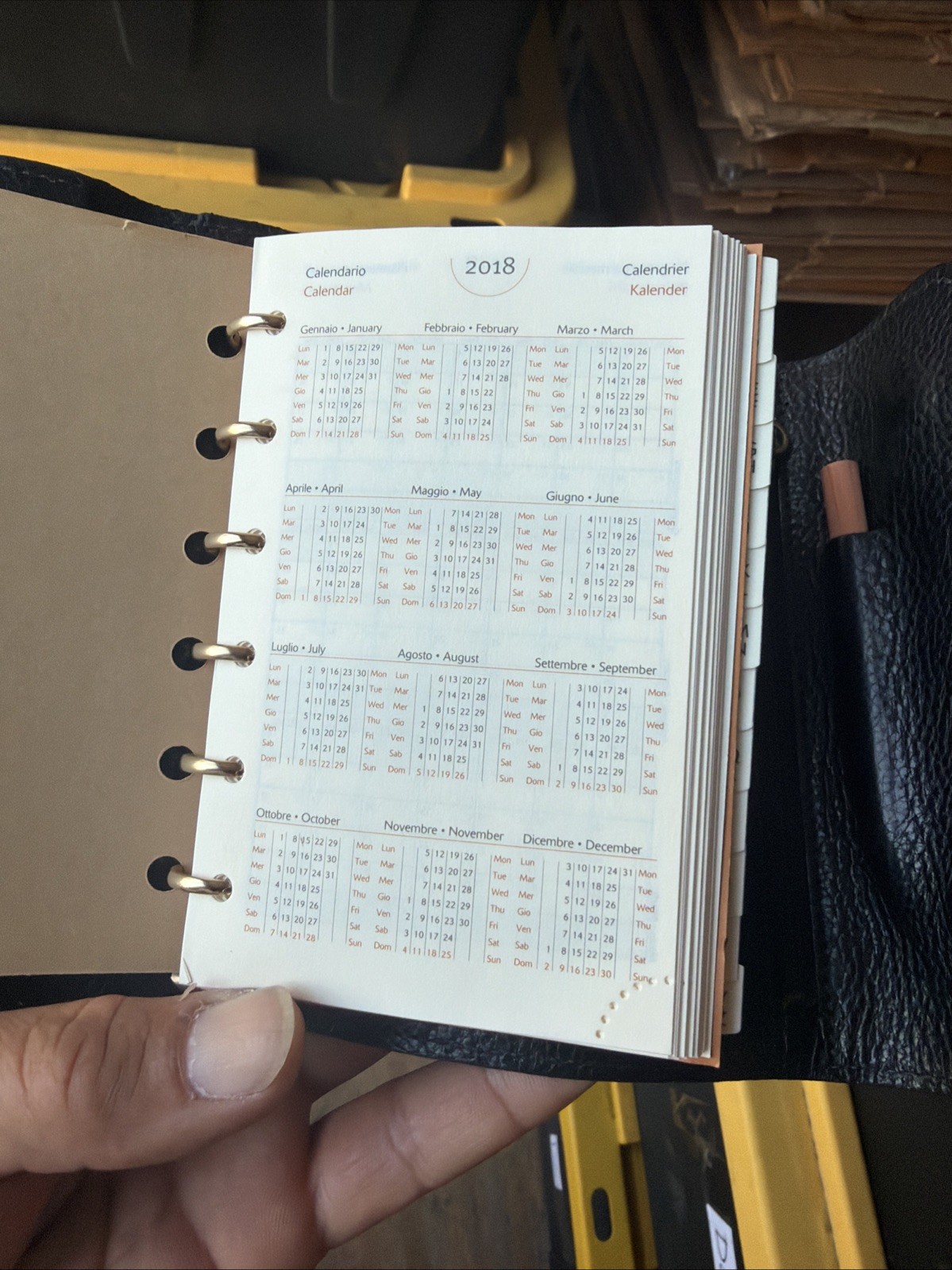 IL BISONTE Leather Planner/Organizer Binder w/ Zipper Pocket, Italy 🔥