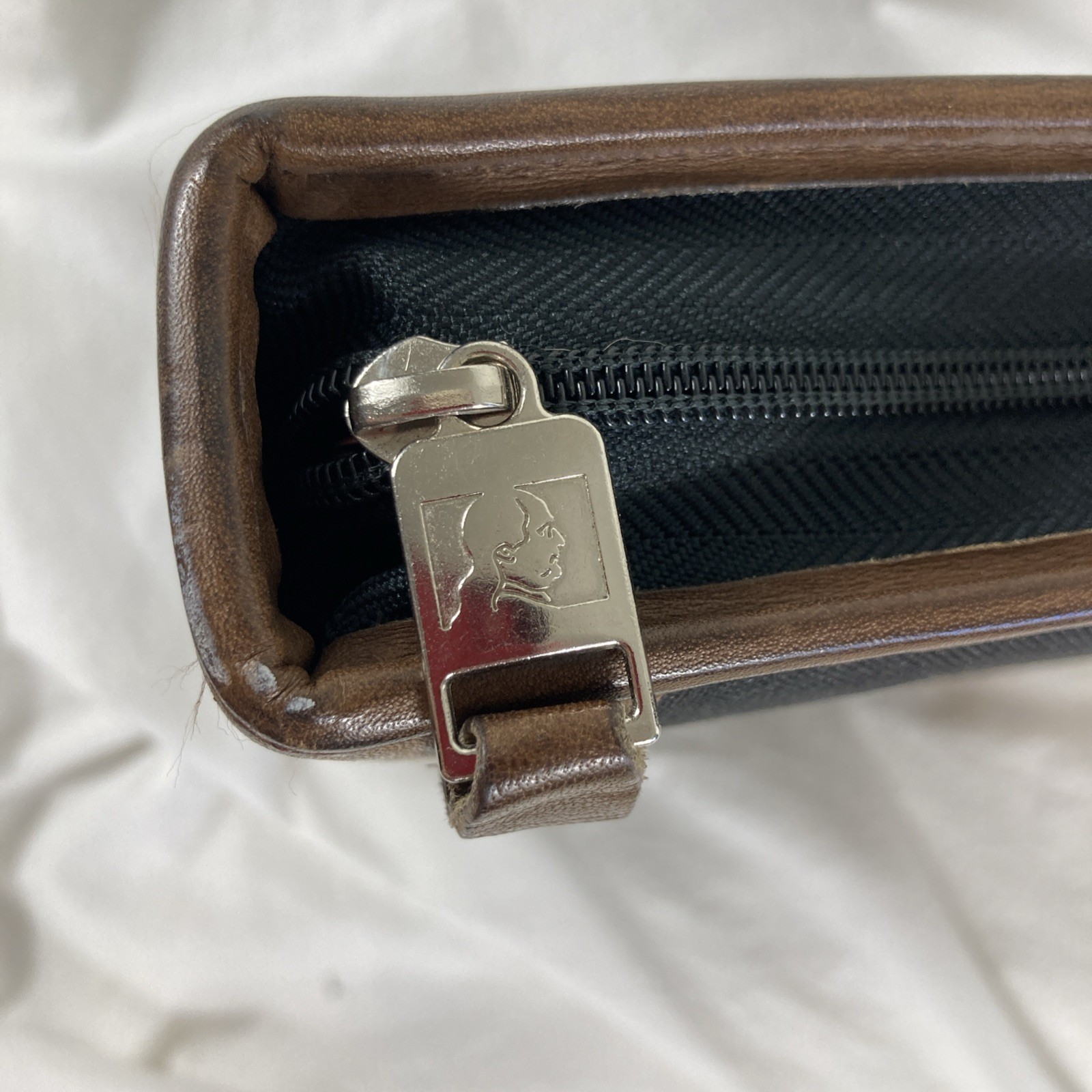 Franklin Quest 7-Ring Binder Black Canvas Brown Leather Trim Zipper Planner VTG