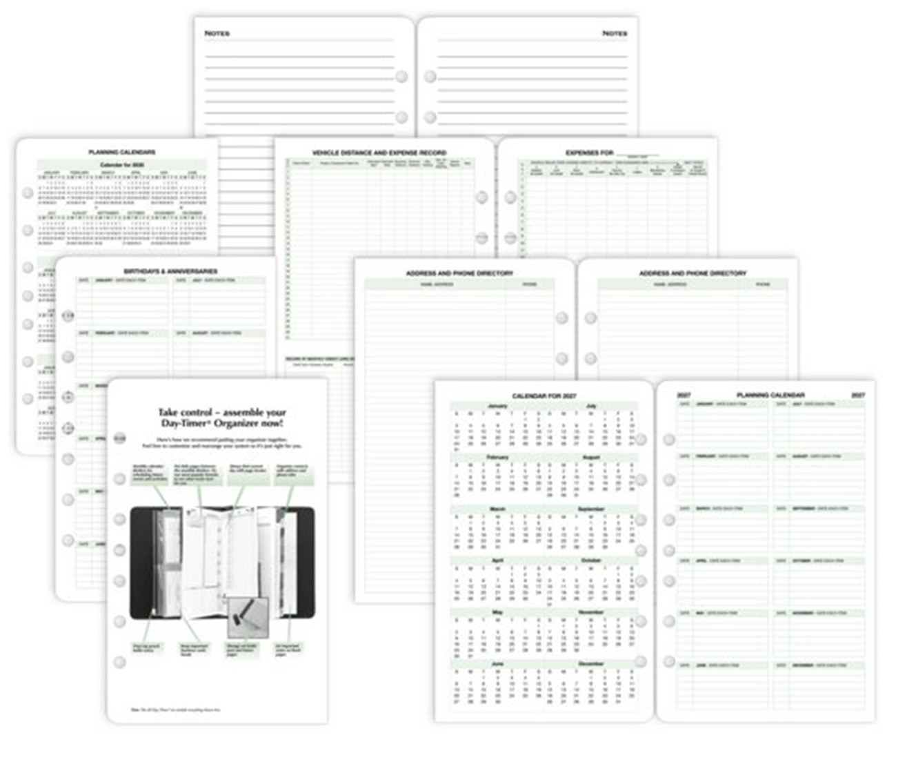 Day-Timer Jan-Dec 2027 2-Pg/Wk Vertical Column Planner Refill Desk Size 5.5 x8.5