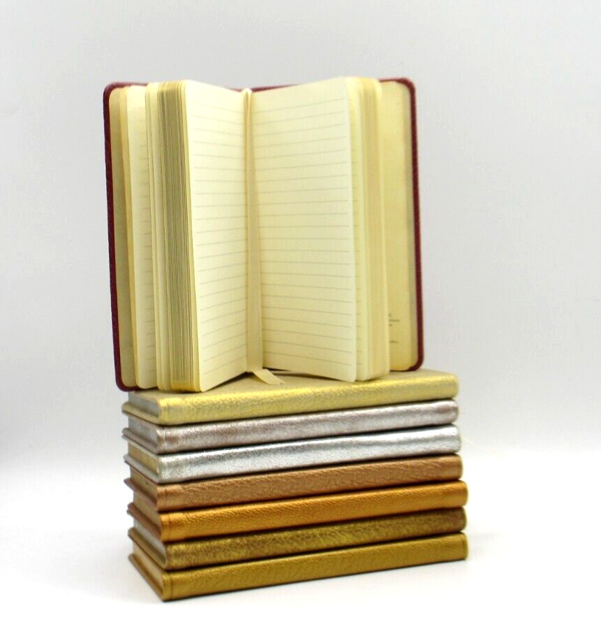 Personal Pocket Notebook Leather Softcover 3×5″ Lined Pages Graphic Image Gold