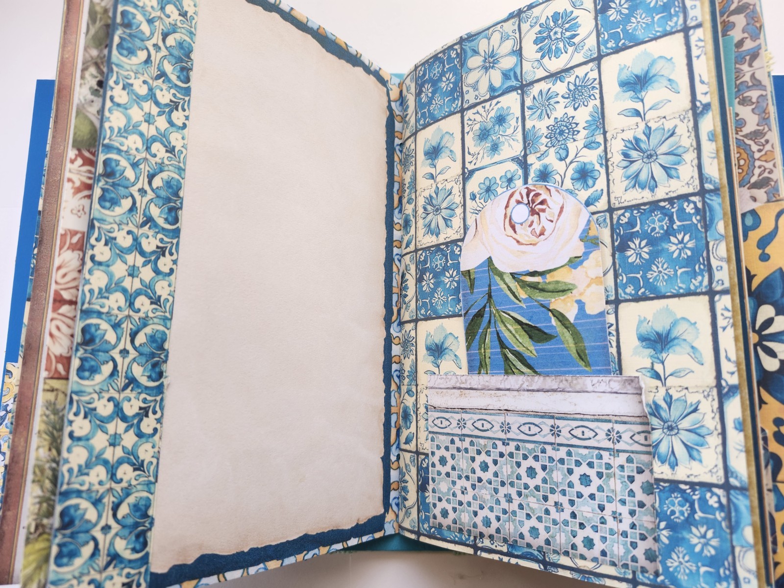 “ITALIAN RIVIERA” Handmade XL Journal Mediterranean Blues, Lemons Keepsake 96pgs