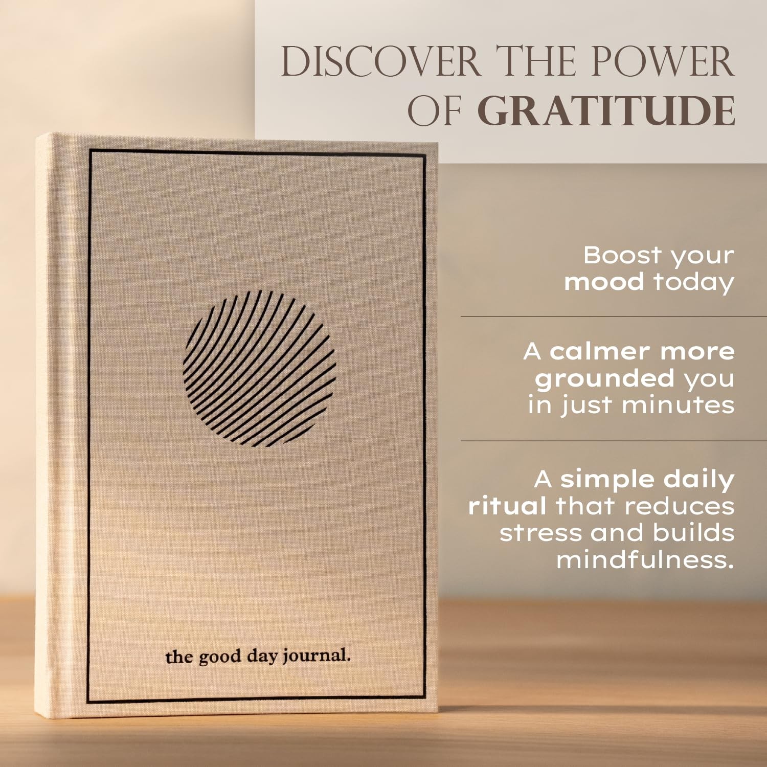 Cream Gratitude Journal Good Day Happiness Mindfulness Daily Women Men Diary