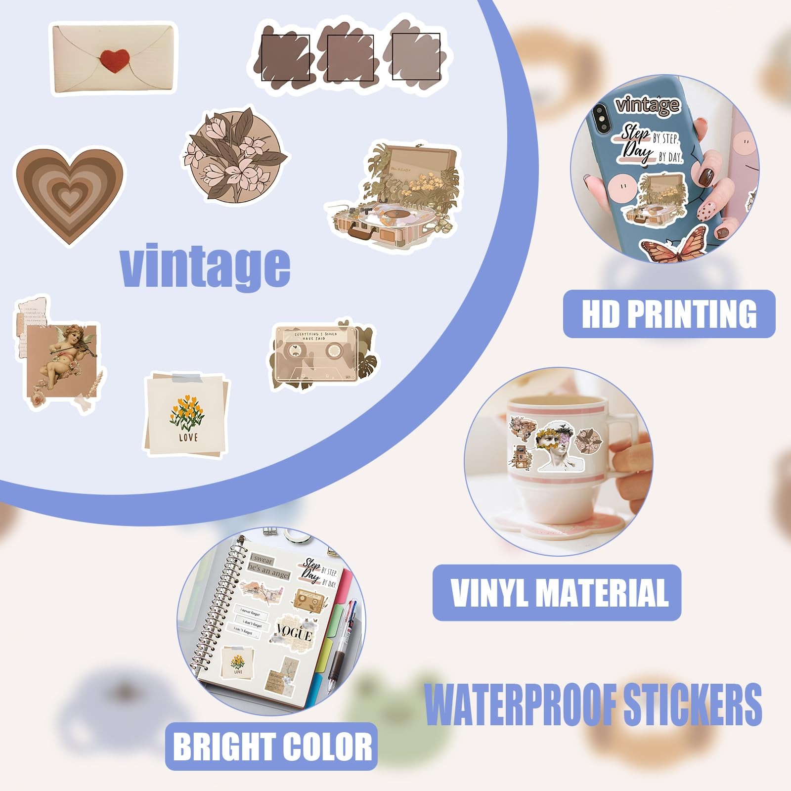 Suministros para álbumes de recortes Planificadores Pegatinas vintage DIY