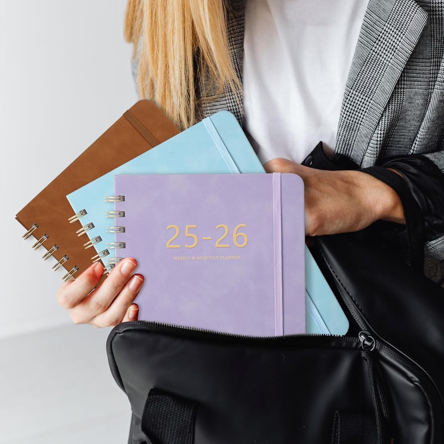 Academic Planner 2025-2026 Purple Faux Leather Weekly Monthly 6.4×8.5