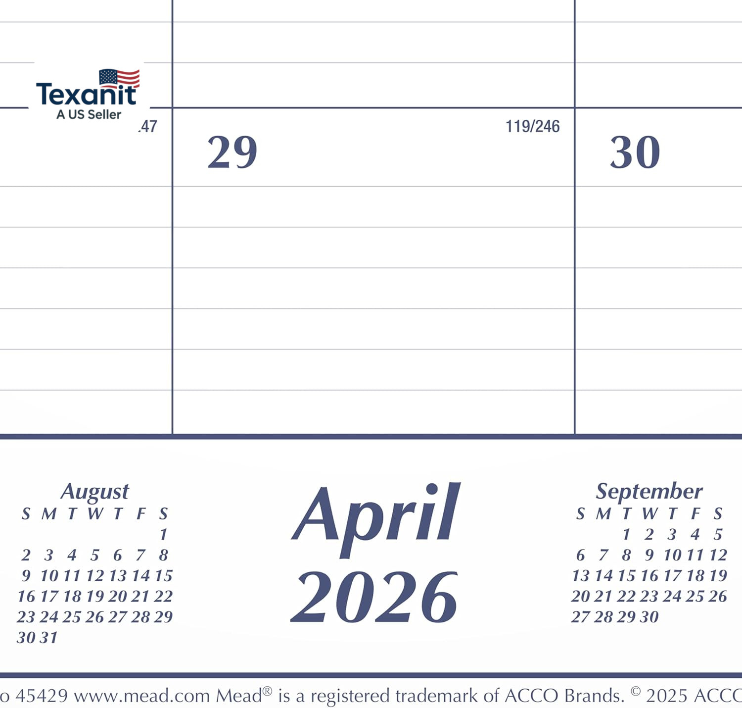 Desk Calendar 2026-2027 Planning Pad, Academic 15-Month April-June, Monthly, 21.