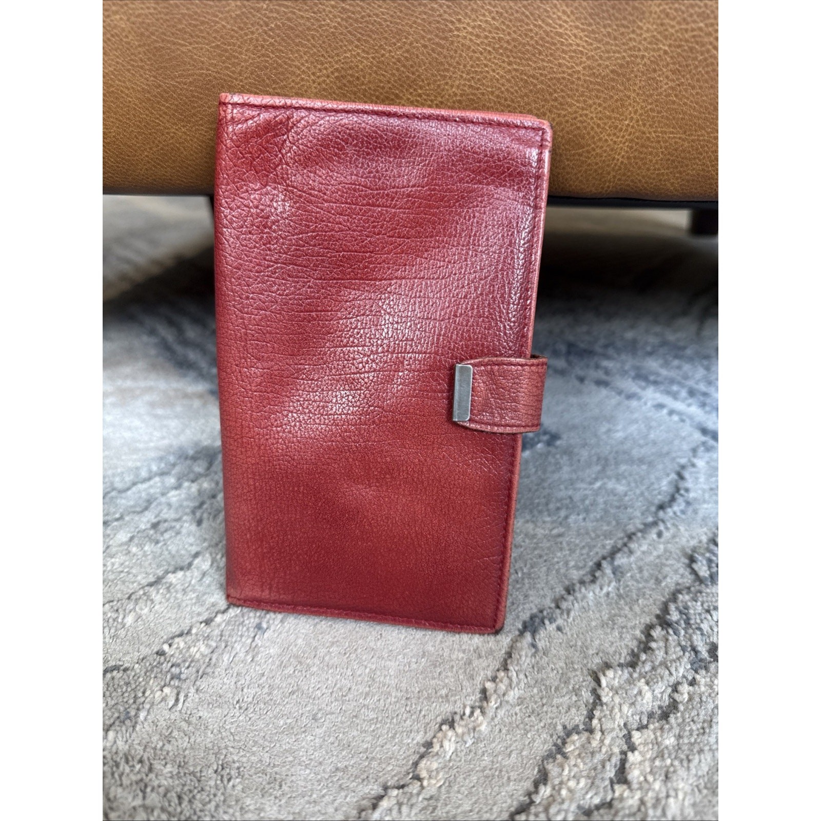 Vintage Pocket Day-Timer organizer Antique Calf Leather Red