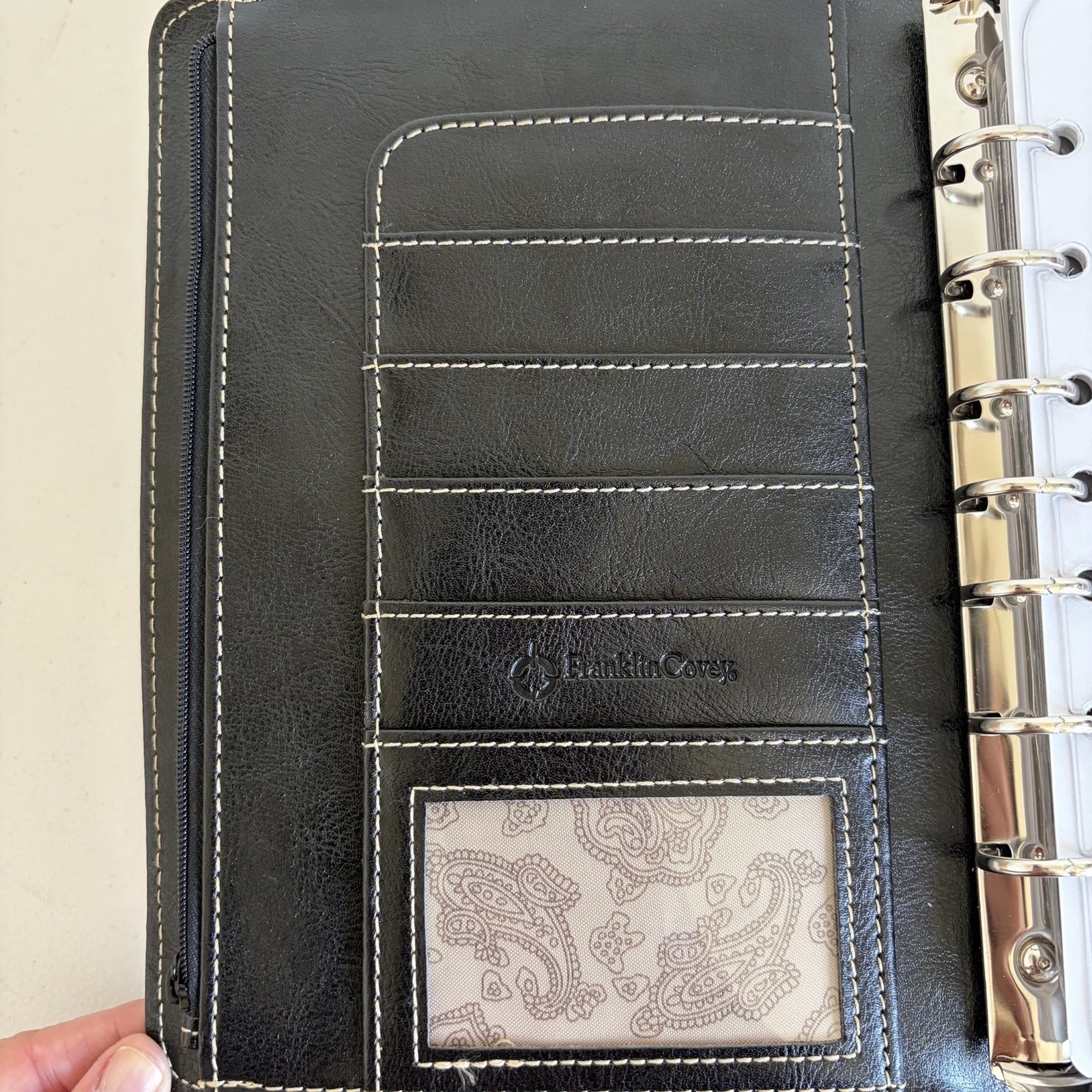 Franklin Covey Leather 7-Ring Notebook Planner Organizer Needs Fillers Black