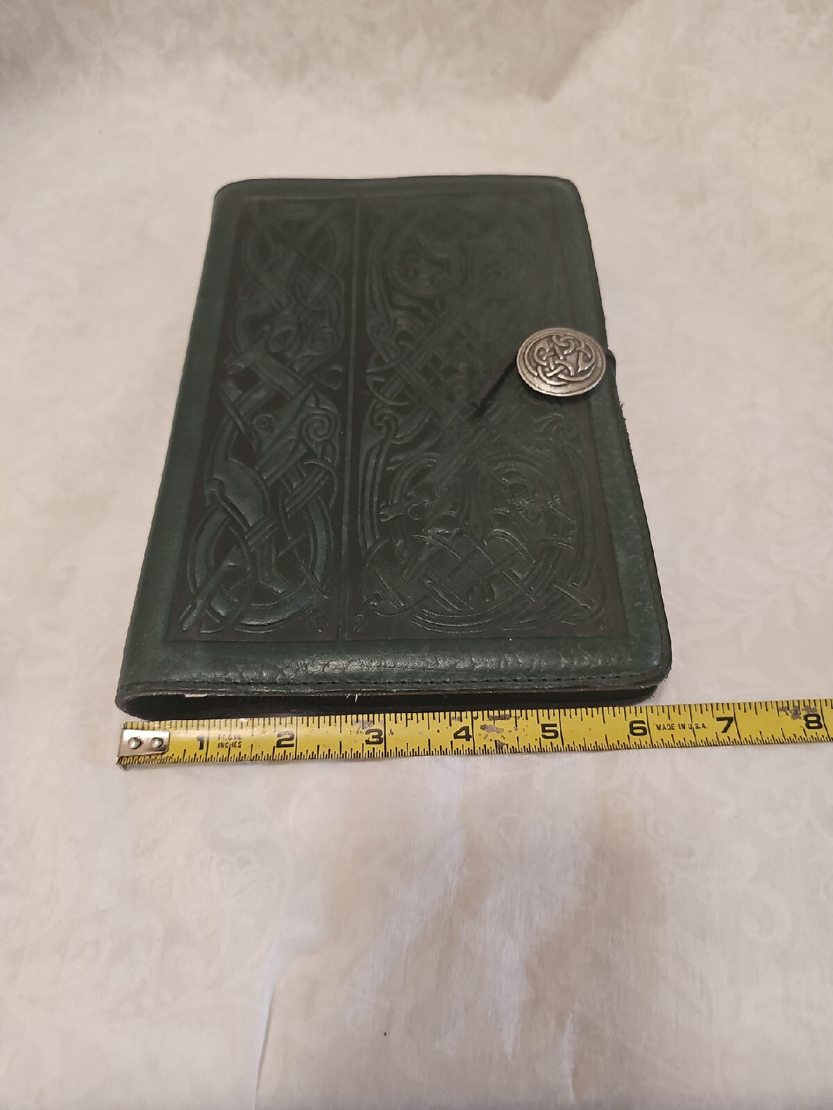 Oberon Design Leather Book Journal Cover 6″ x 9″ Celtic Hunter GREEN