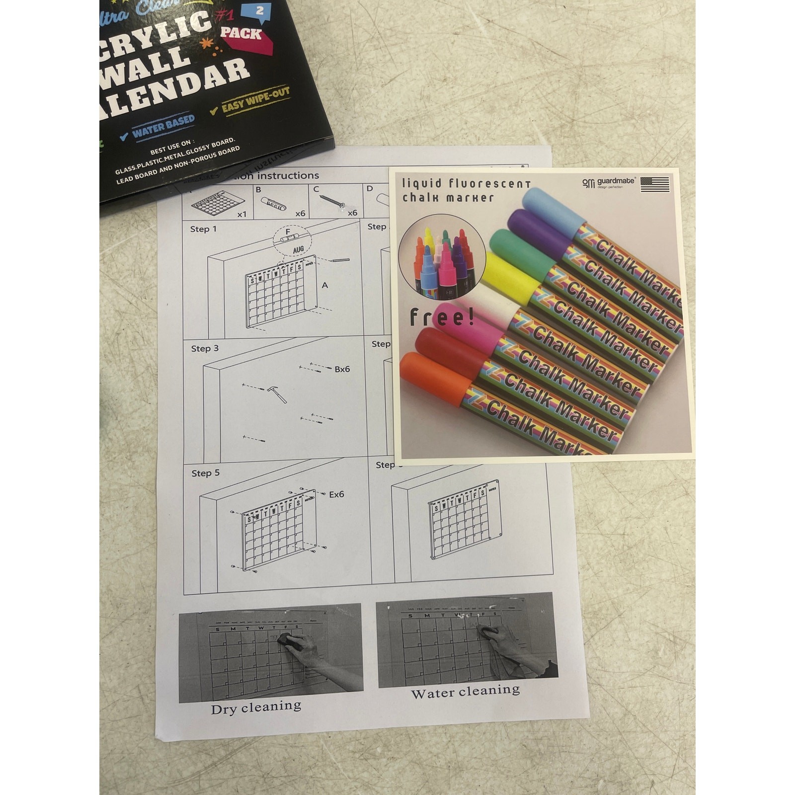 12″ X 12″ Guardmate Acrylic Wall Calendar Clear Calendar Whiteboard