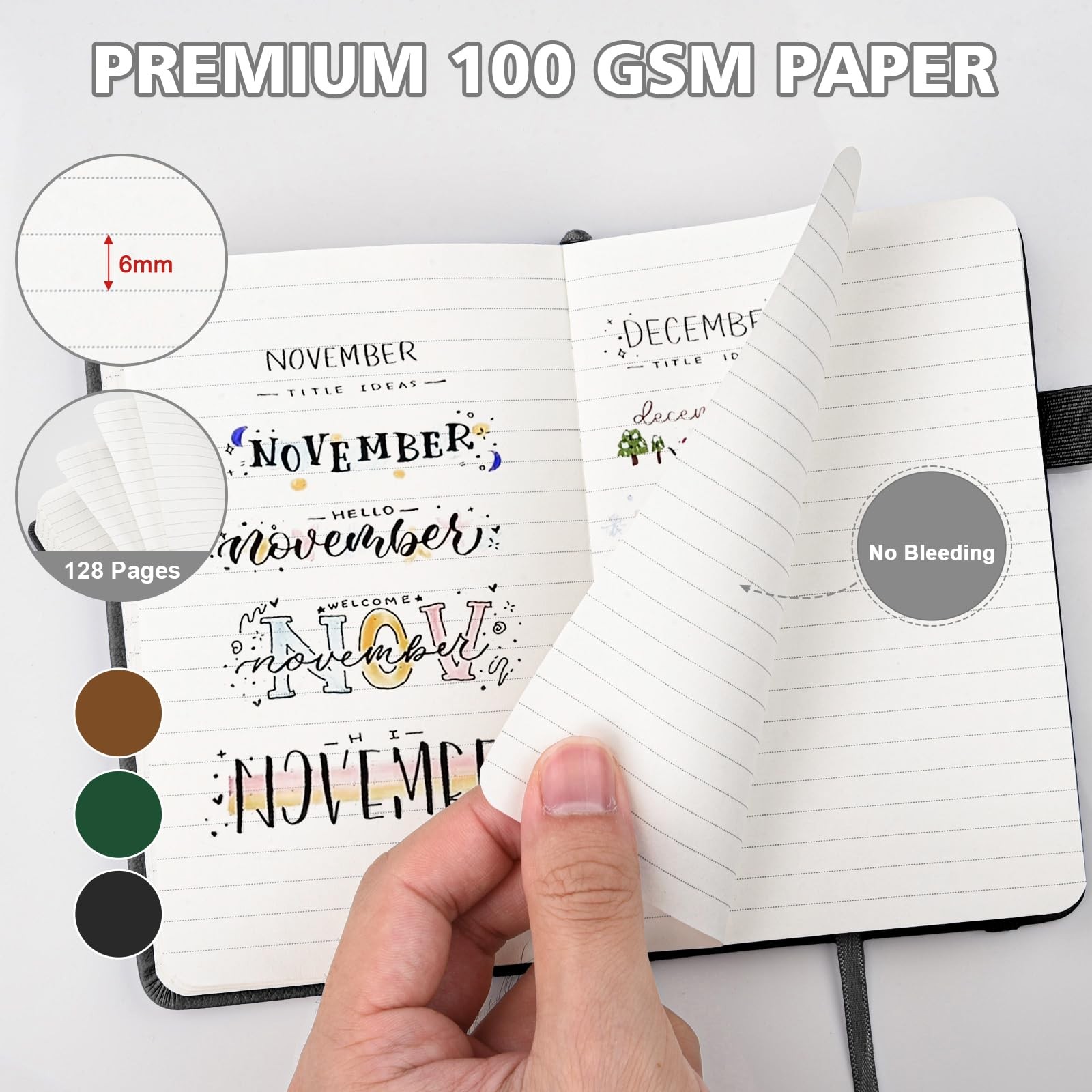 OMEYA Lined Pocket Notebook Journal: 3 Pack Small Notebooks Multicolor (Tree)