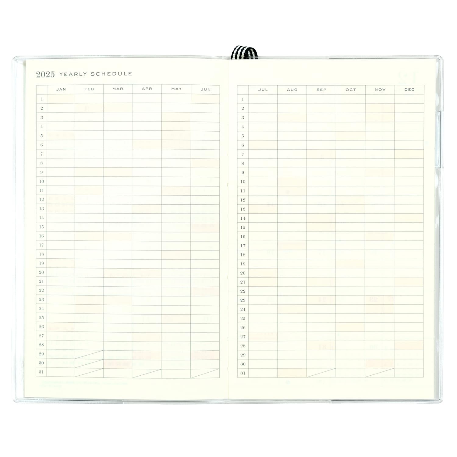 CHIC Notebook 2025 B6 Slim Monthly Soft Cover Ribbon CD-1333-MM (Starting in Dec