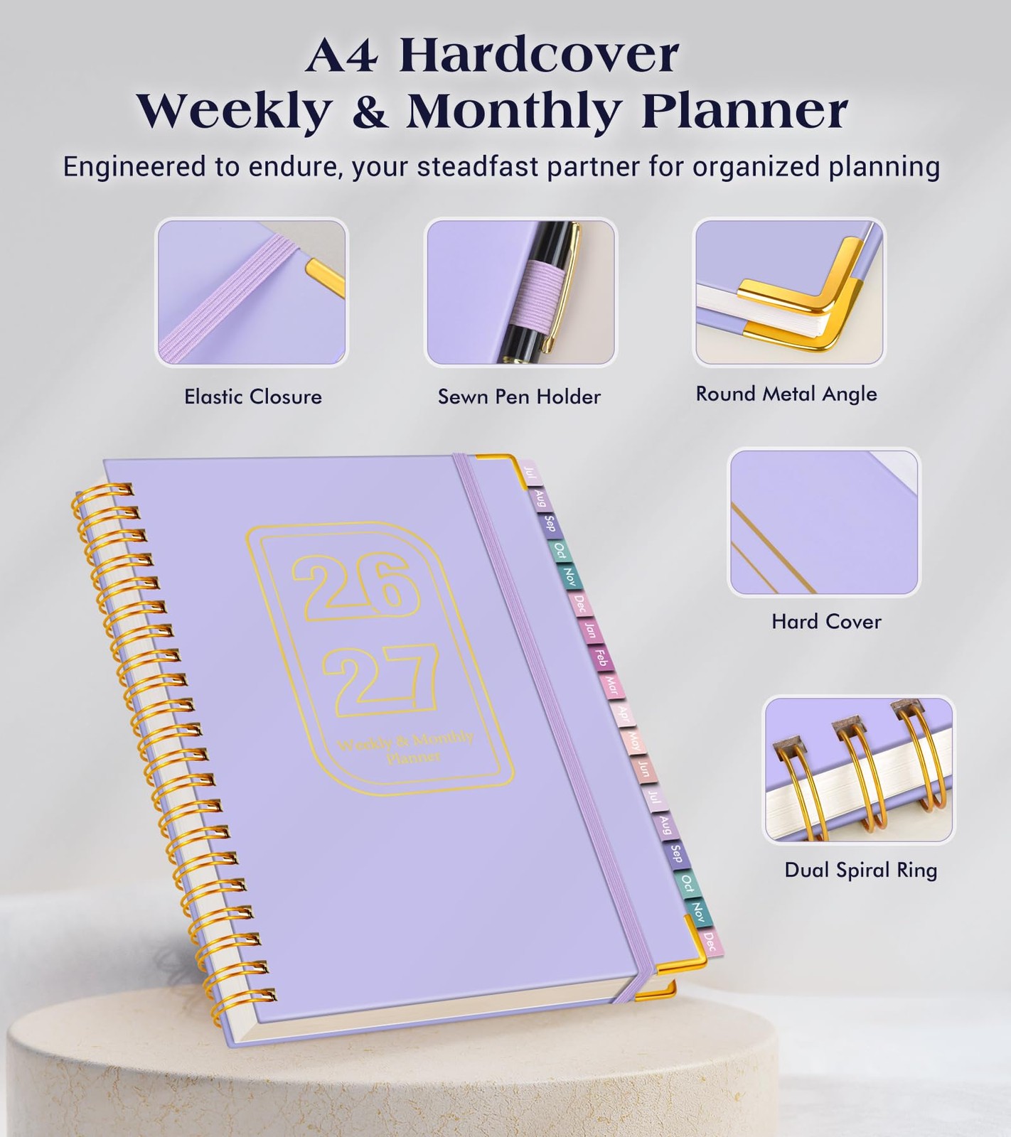 Academic Planner 2026-2027, 18 Months Weekly A4 (Jul 2026 – Dec 2027), Purple