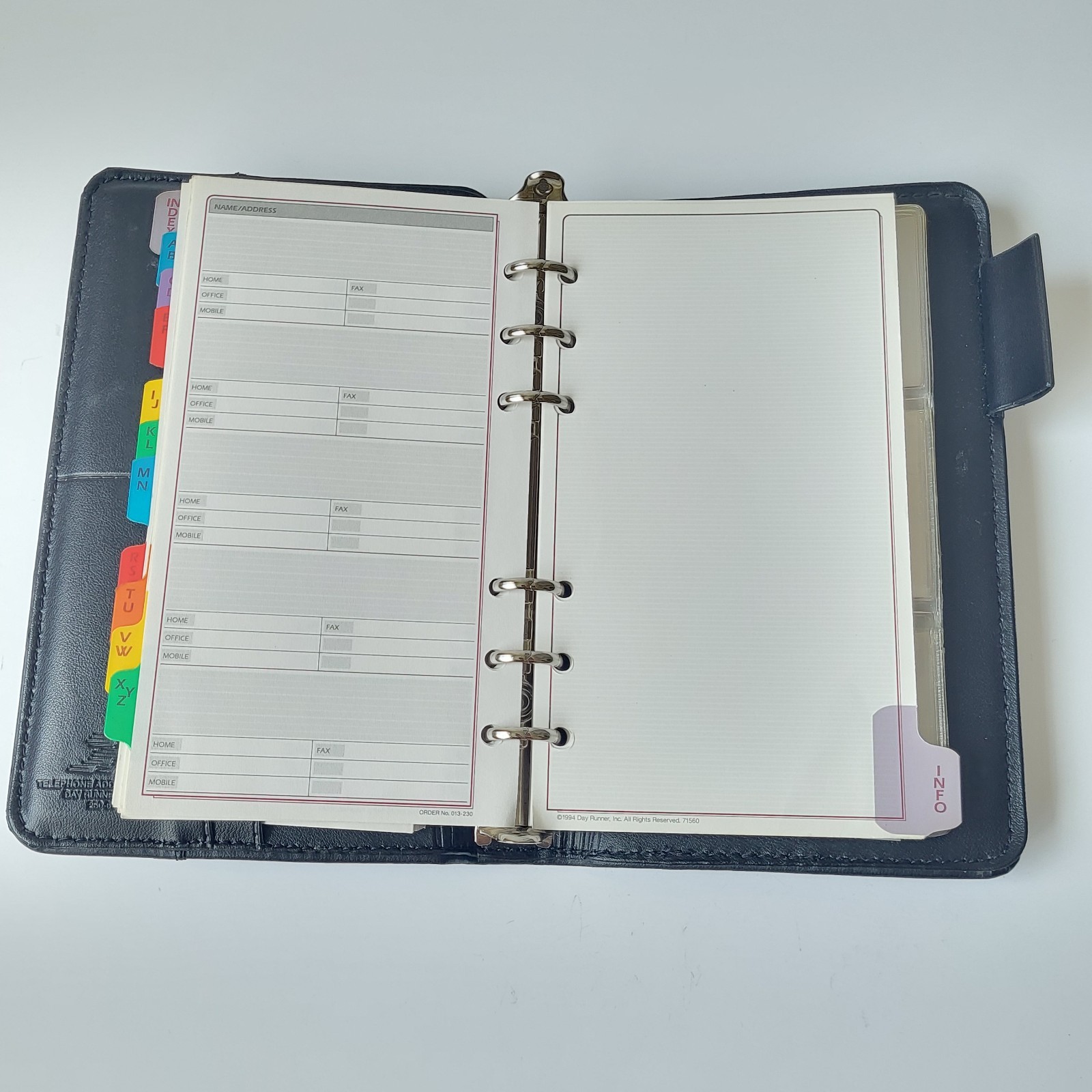 1994 Day Runner Black Telephone Address Book Organizer Binder Planner Used