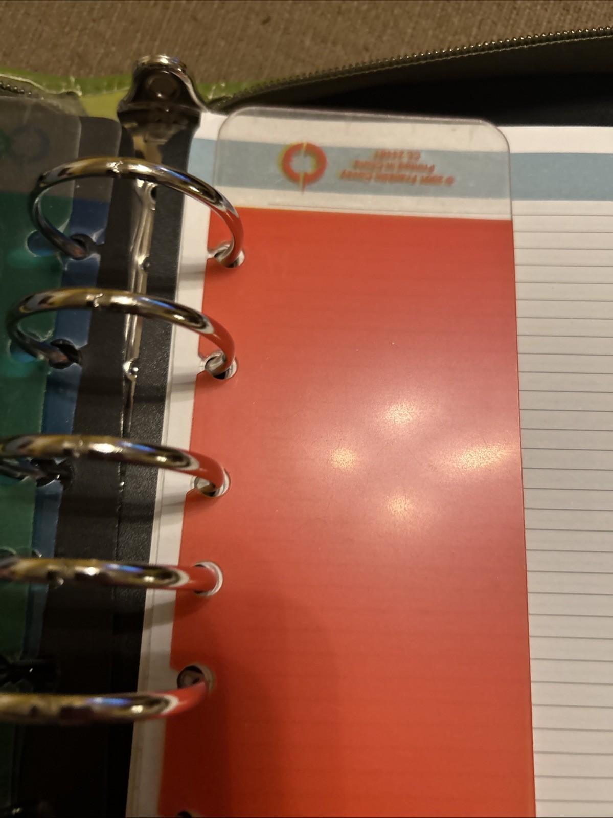 Franklin Covey Classic Zipper Planner Ring Binder Genuine Green Leather 7 Rings