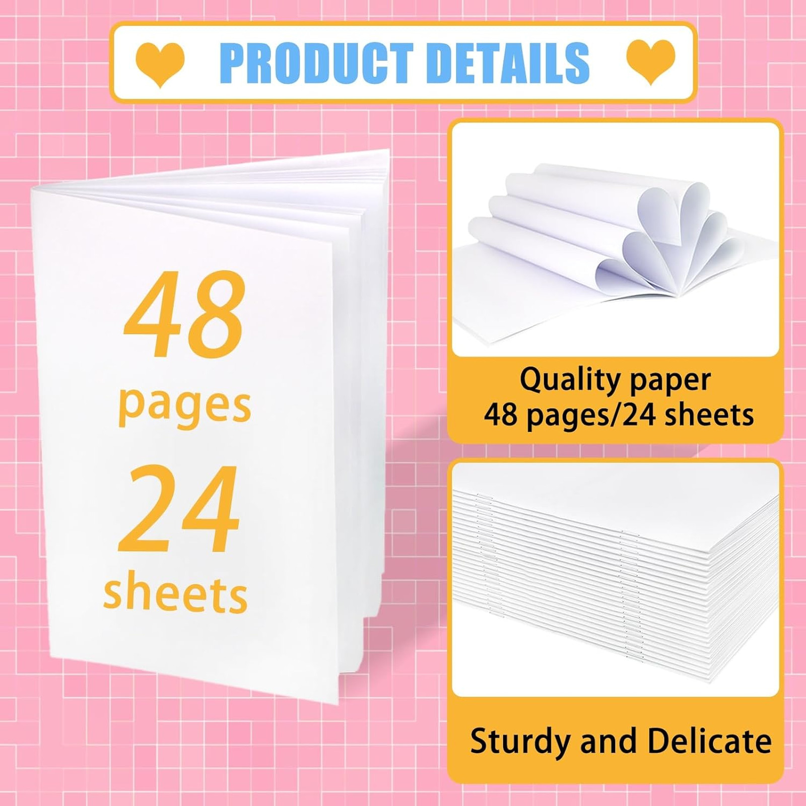 50 Pcs Kids Blank Notebooks, 5.5 x 8.5 Inches, Unlined Journals for Drawing