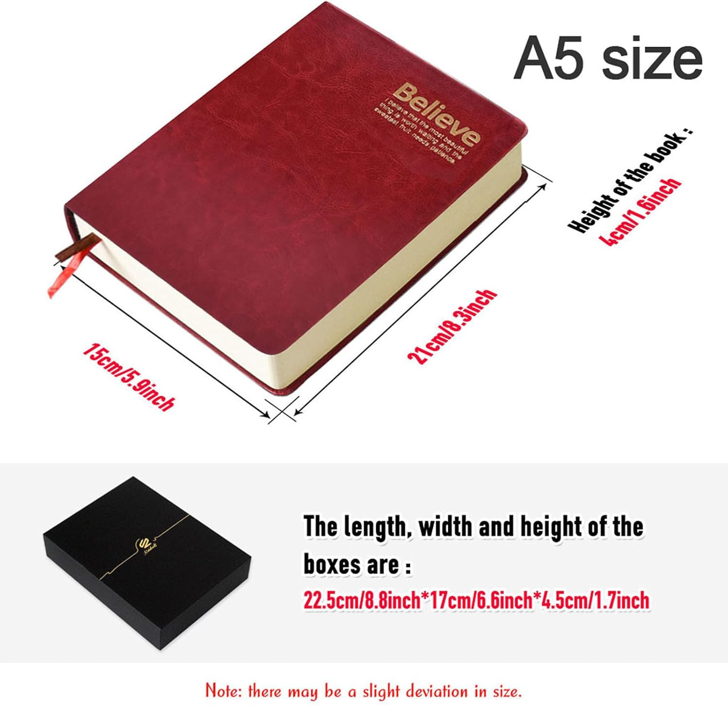 720 Pages Horizontal Line Notebook with Pen Gift Set Vintage Retro Leather Cover