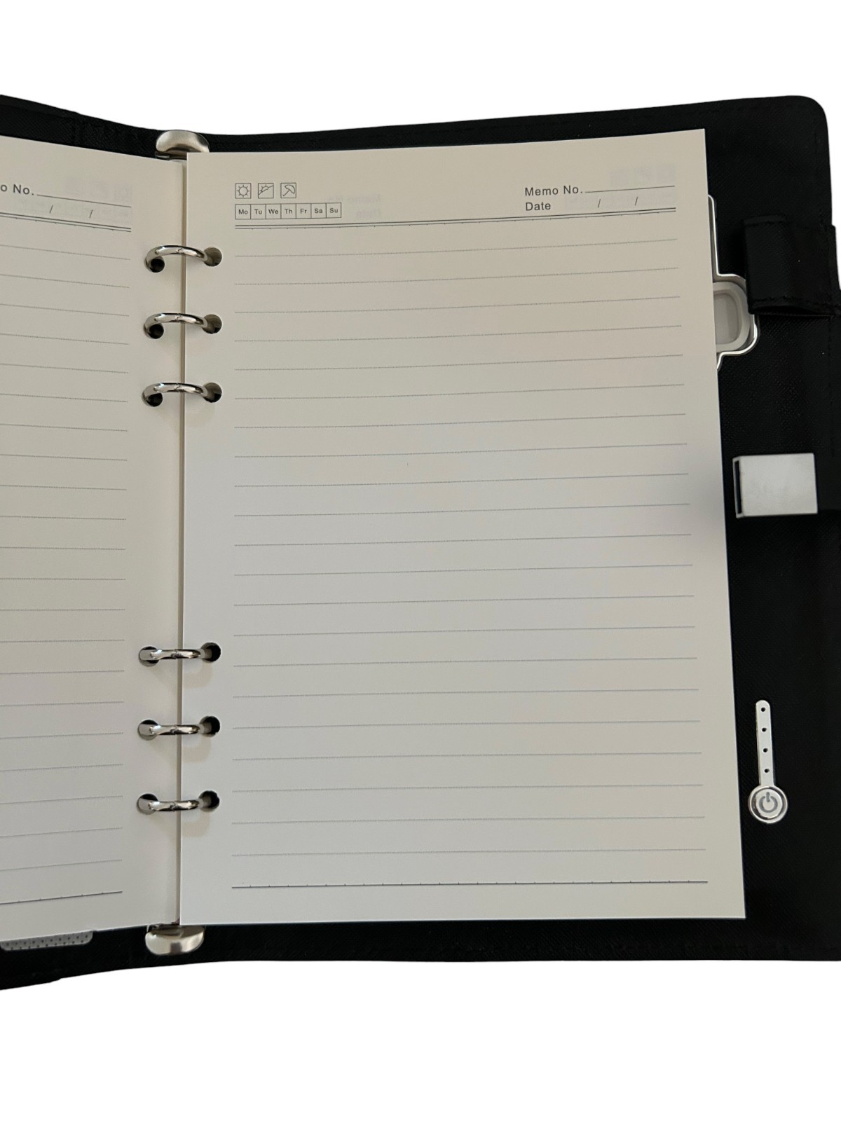 Wireless Charger Power Bank Planner All-in-1 USB Lightning Branded Black Vinyl