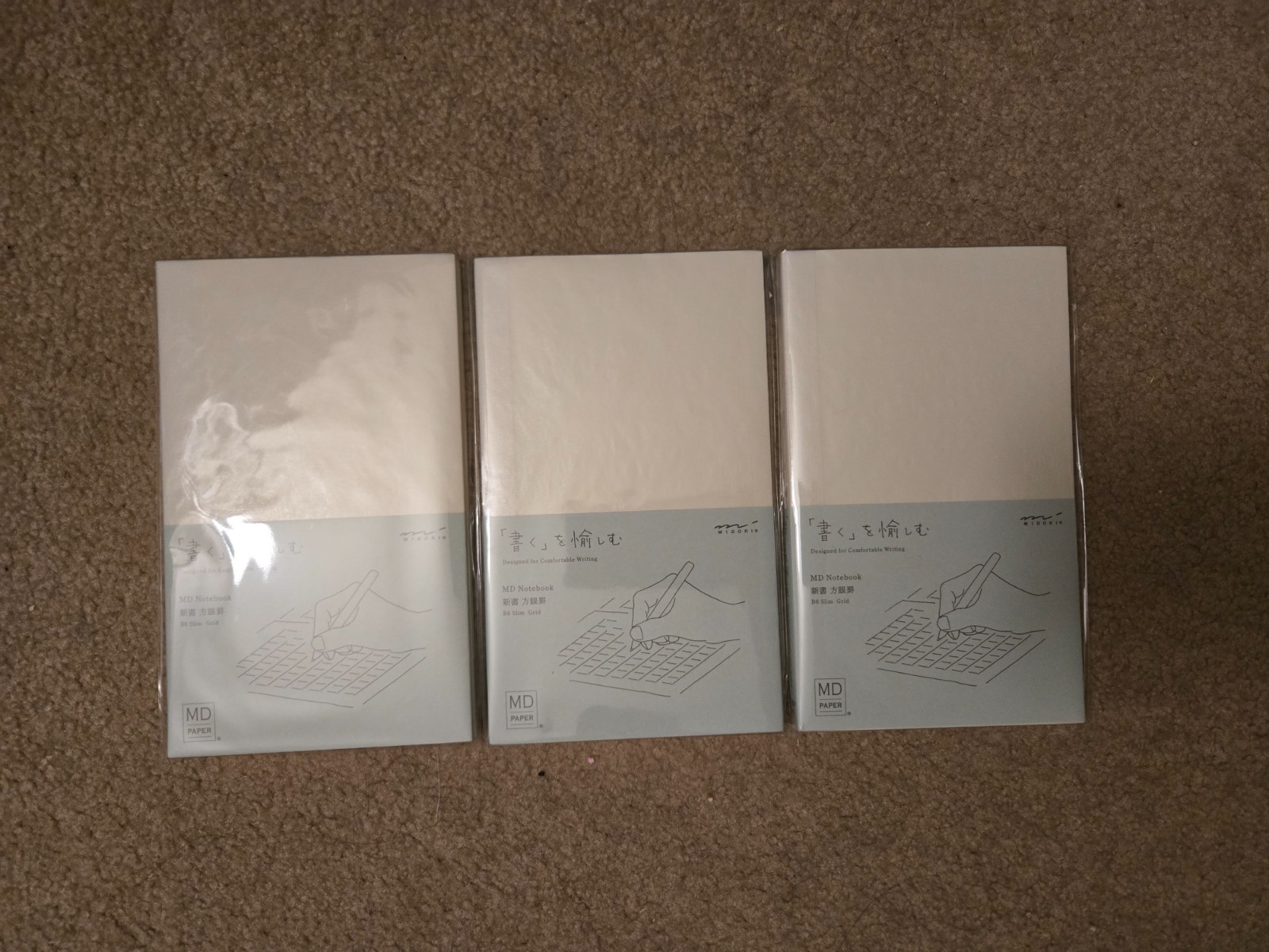 Midori MD semi-B6 (B6 Slim) Graph Paper Notebooks x3, Sealed, OLD MIDORI LOGO