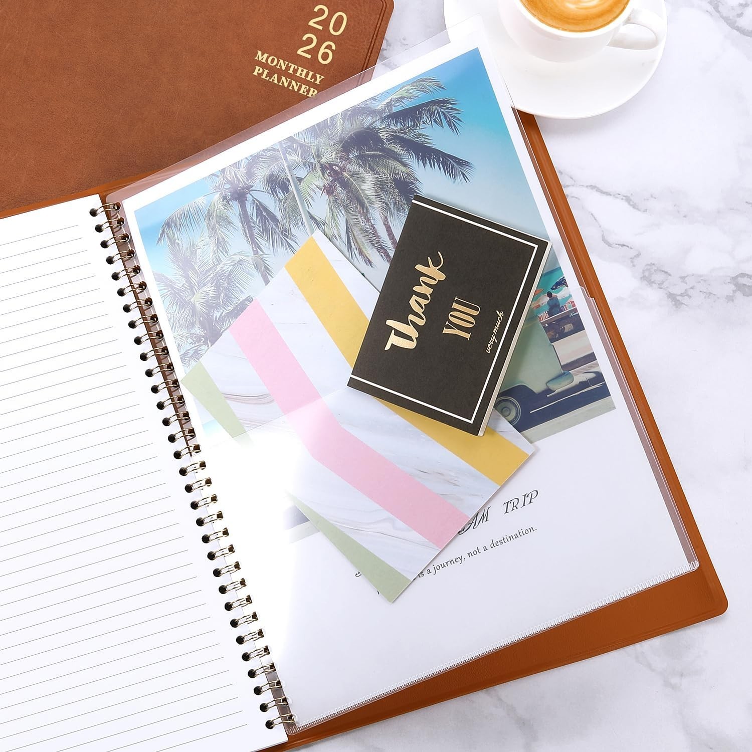 Sophisticated Faux Leather 2026 Planner – 256 Pages, Strong Twin-Wire Binding