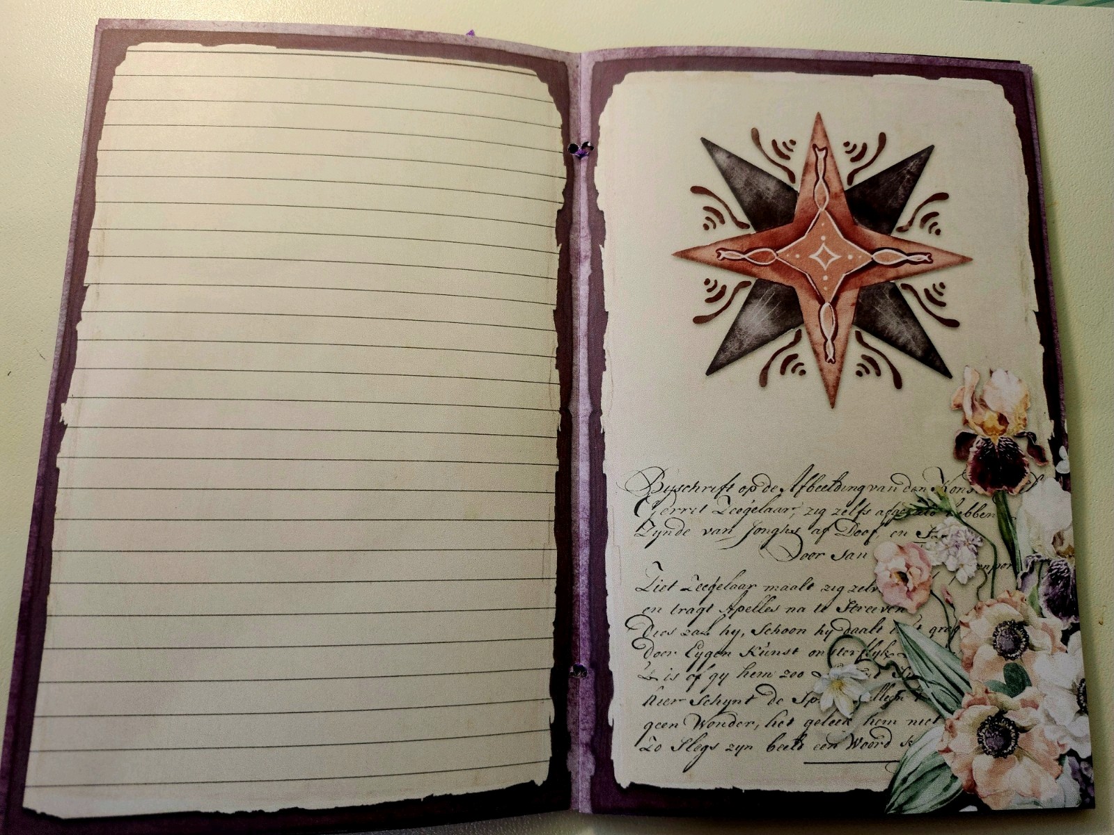 Junk Journal Blank Booklet “MOON GARDEN” Handmade Lg 8.5″x5.5″ 40pgs Lunar Phase