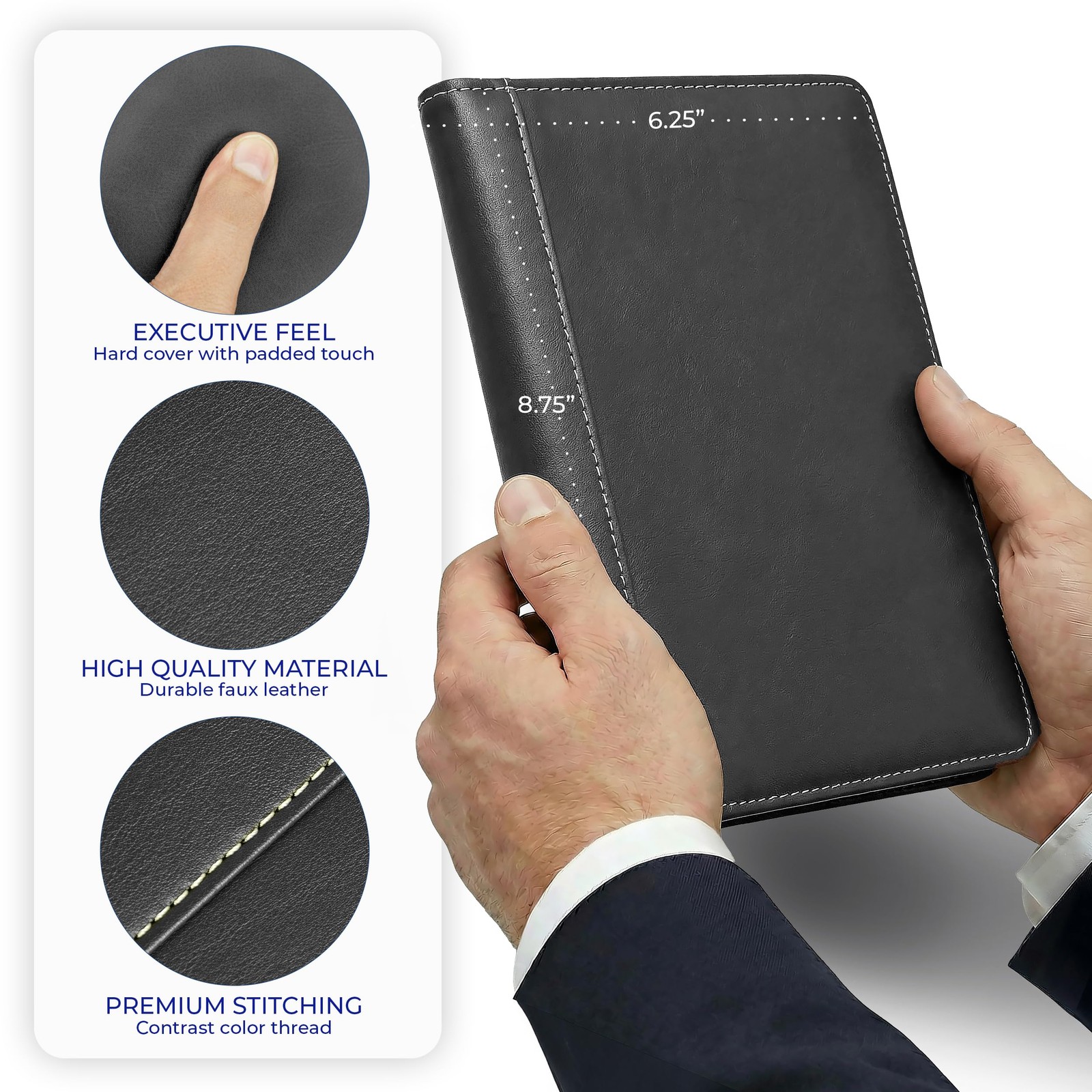 Mini Faux-Leather Padfolio, 5 x 8 Writing Pad, Compact Business Portfolio wit…