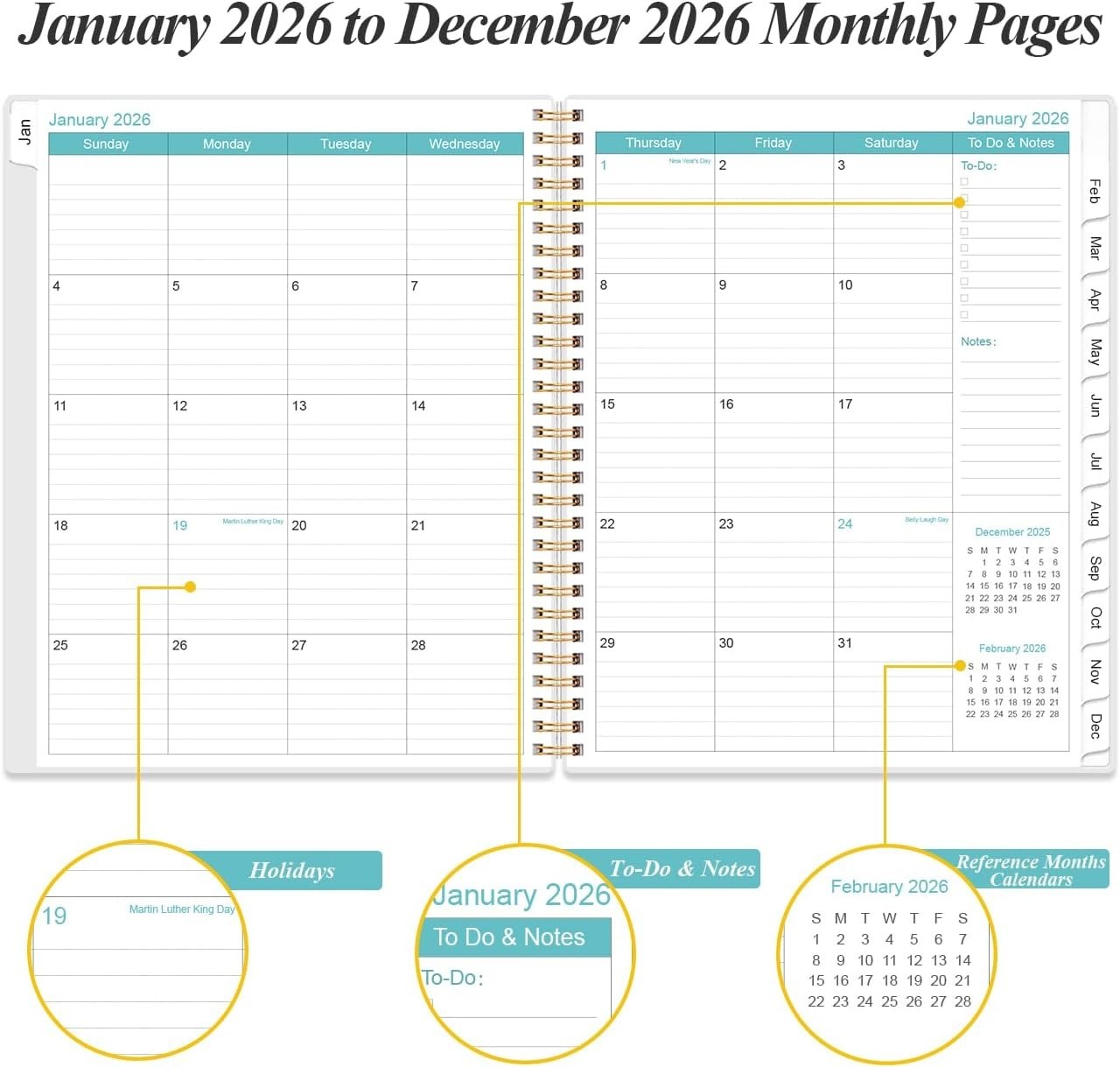 Rose-Floral 2026 Planner – Weekly/Monthly Organizer, 8.5×11, Durable & Elegant