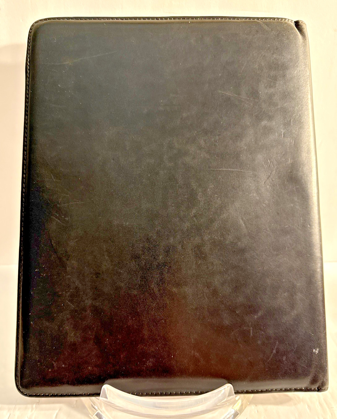 BOSCA USA VINTAGE Black Hand Stained Old Leather Deluxe Portfolio 7 DAY SALE