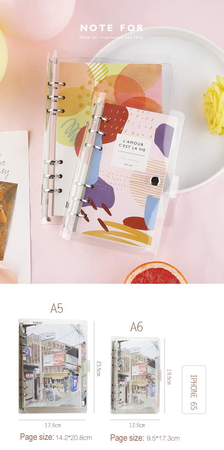 A6 A5 6-Holes Colorful PVC Cover Personal Organizer with Snap Button Closure …