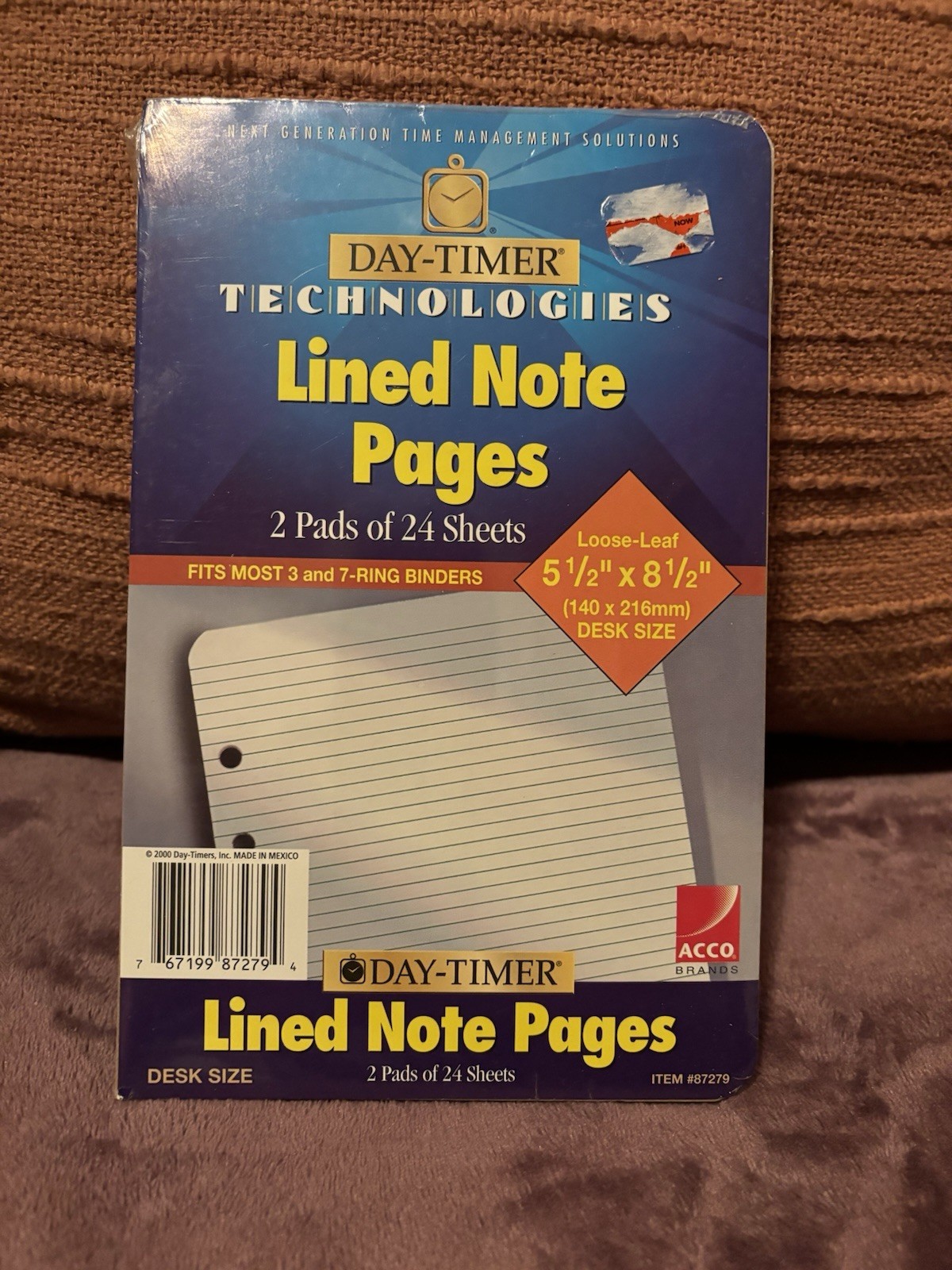 Day-Timer Lined Note Pages 2 Pack, Desk Size 5.5 x 8.5 Inches