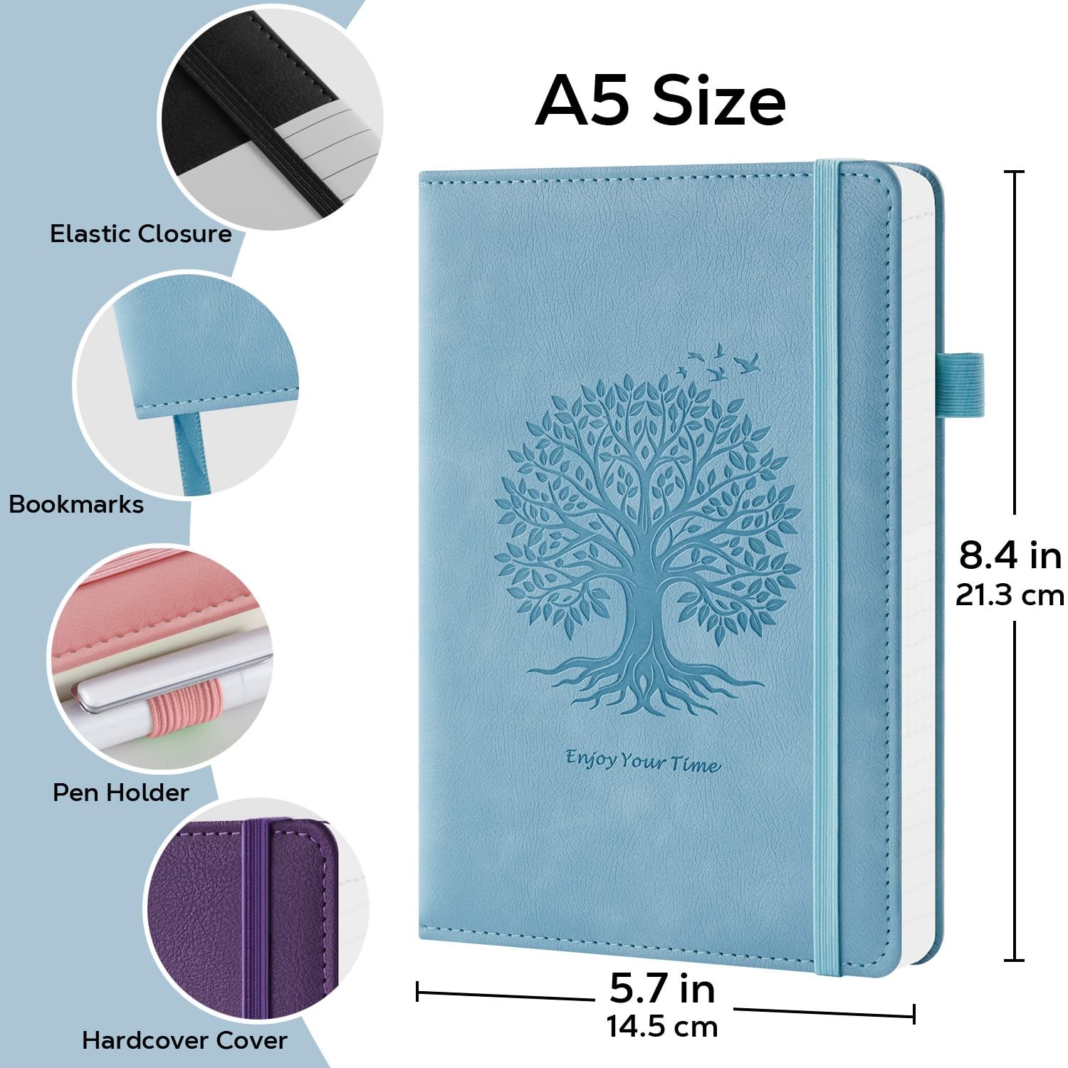 Lined Journal Notebook for Women Men, 2 Pack, 160 Pages per Pack, A5 (5.7” x…
