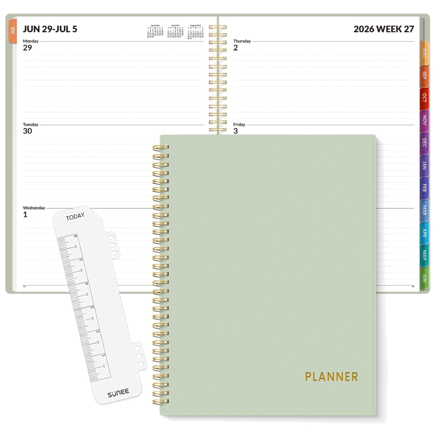 2026-2027 Academic Planner Spiral Bound Student Teacher Organizer 8.5×11 Green