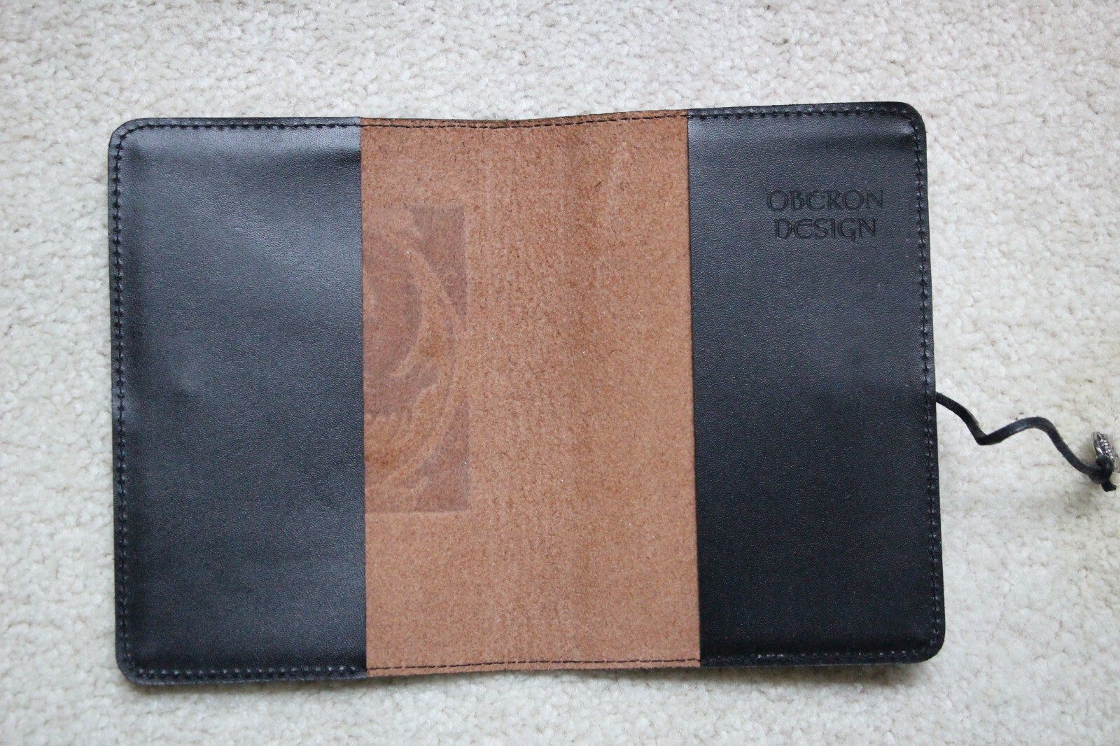 Oberon Design Leather Small Journal Cover YIN & YANG DRAGONS in SADDLE