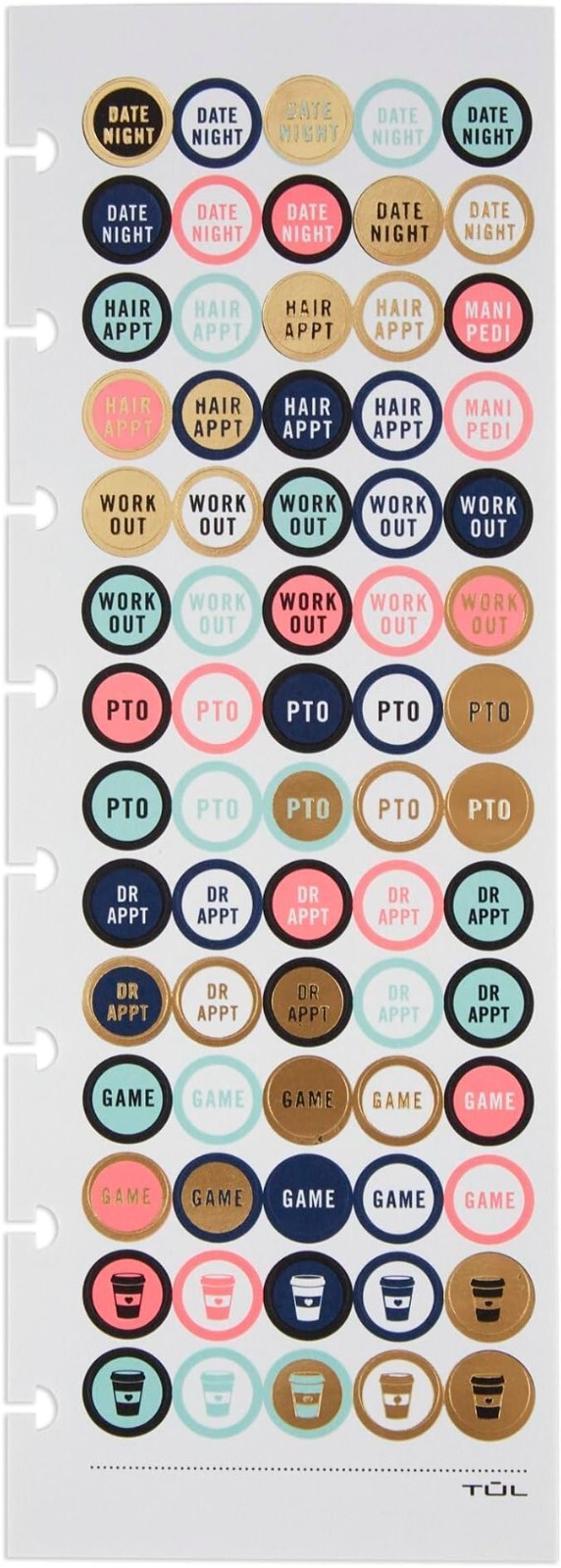TUL® Discbound Notebook Sticker Sheets, 3″ x 8-1/2″, Assorted, 10 Sheets