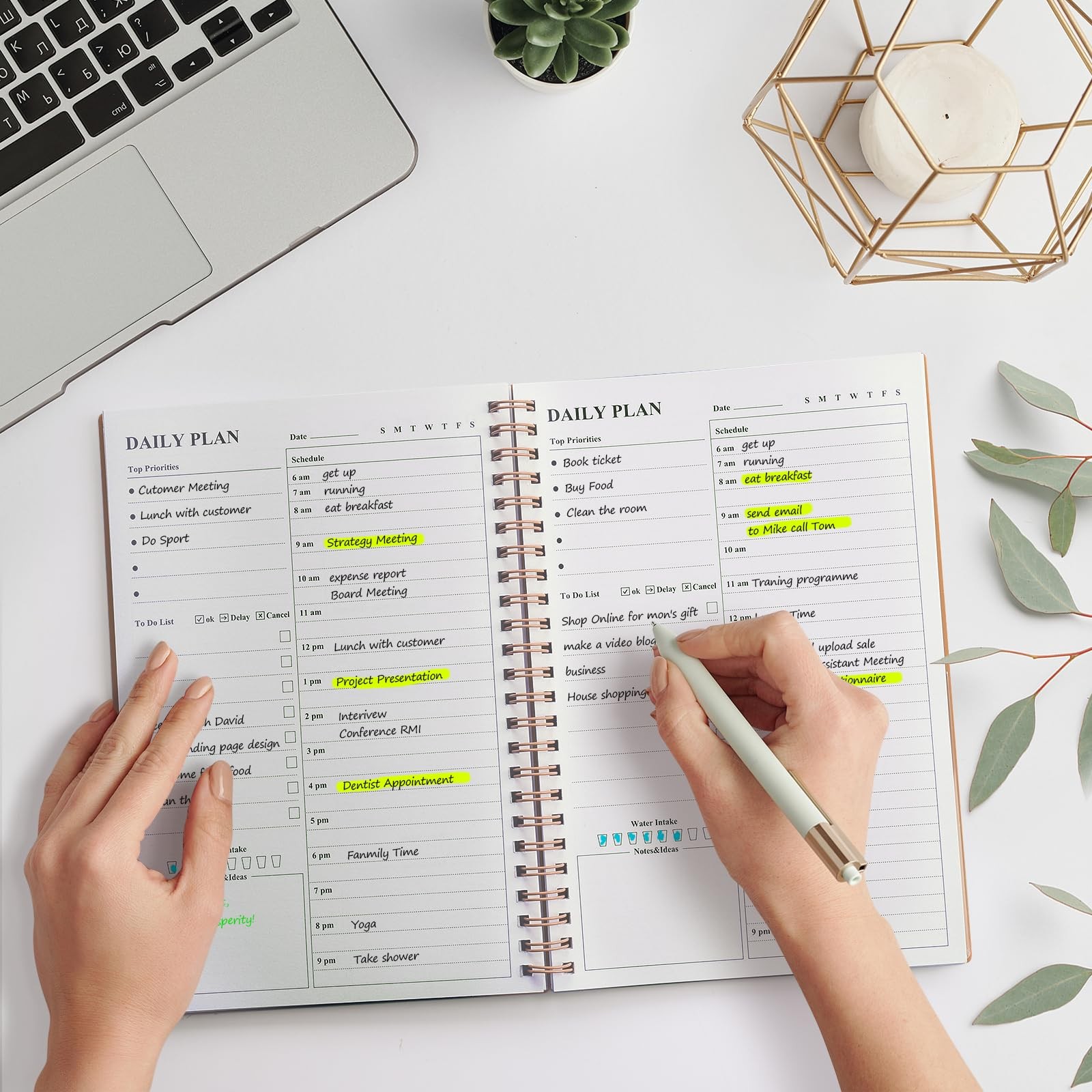 Asten Daily Undated Planner – To Do List Notebook With Hourly A5, Pale Pink