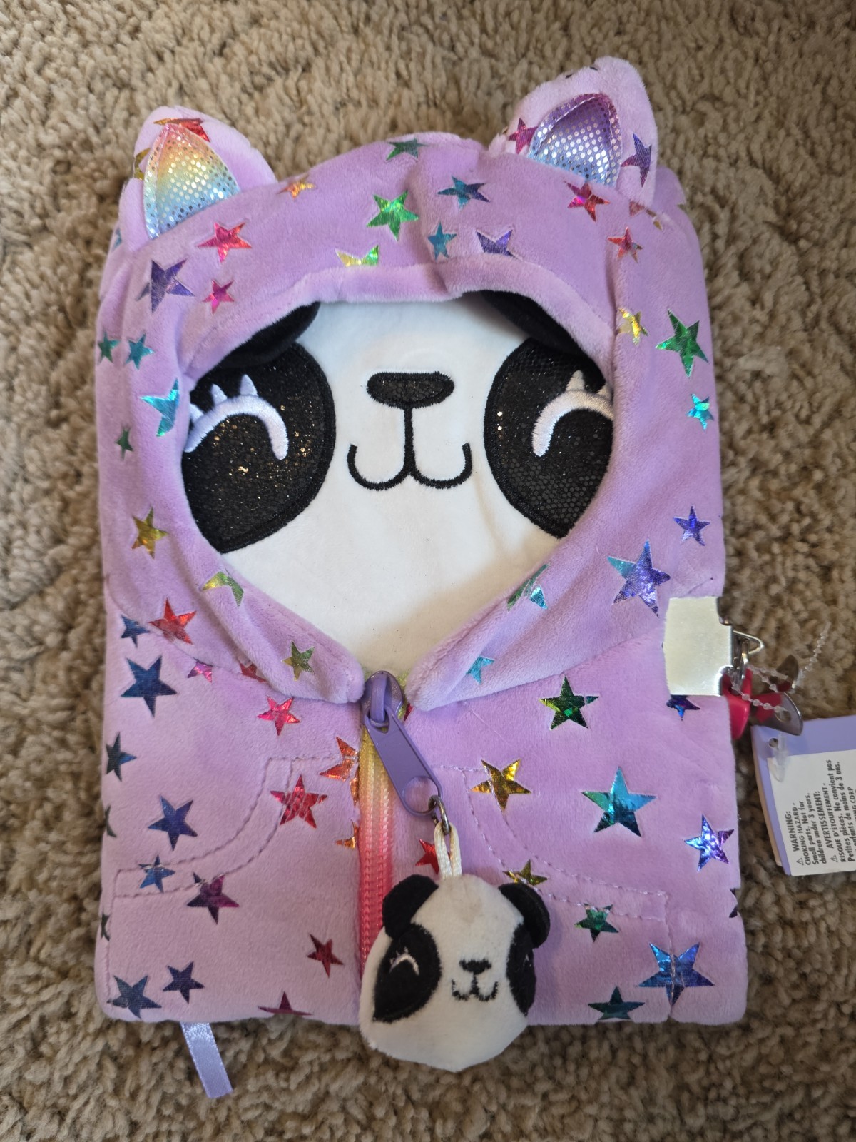 NWT Claire’s Purple Penelope Hoodie Plush Fuzzy Journal With Lock & Key.