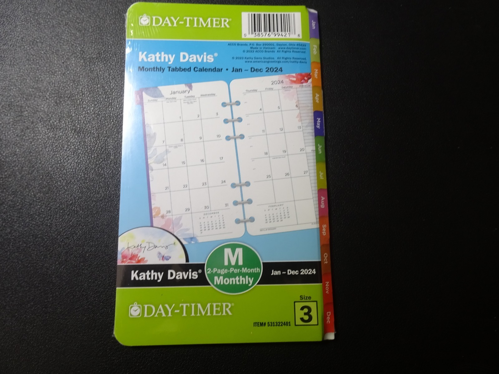 DayTimer Kathy Davis 2-Pg-per-Mo 3-3/4″ x 6-3/4″ Jan-Dec 2024 Tabbed Calendar