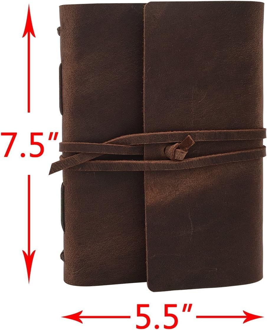 Leather Journal Writing Notebook – Genuine Leather Bound Daily Notepad for Me…