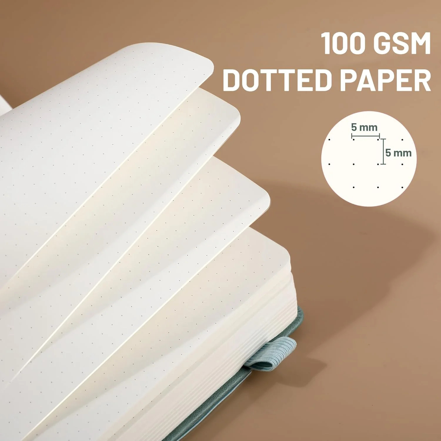 Green, Dotted Journal Notebook 320 Pages 100 GSM Paper Hardcover A5 Dot Gr