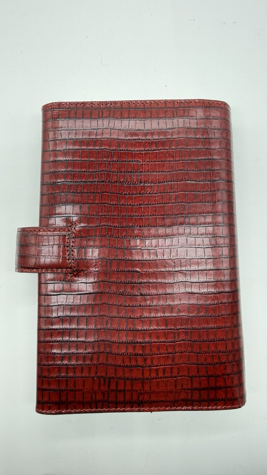 Filofax Ruby red Deco Personal size planner Organizer Italian Leather Croc. Embo