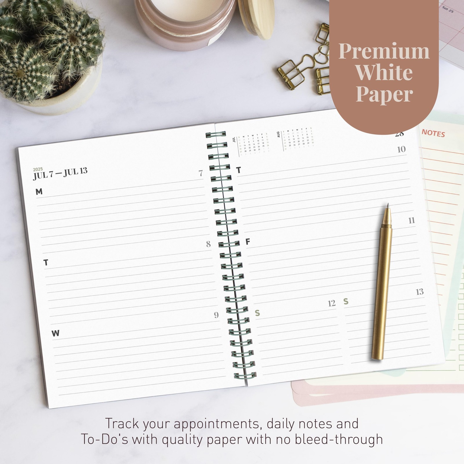 Student Planner 2025 2026, Twin Wire Binding, Agenda For , Green