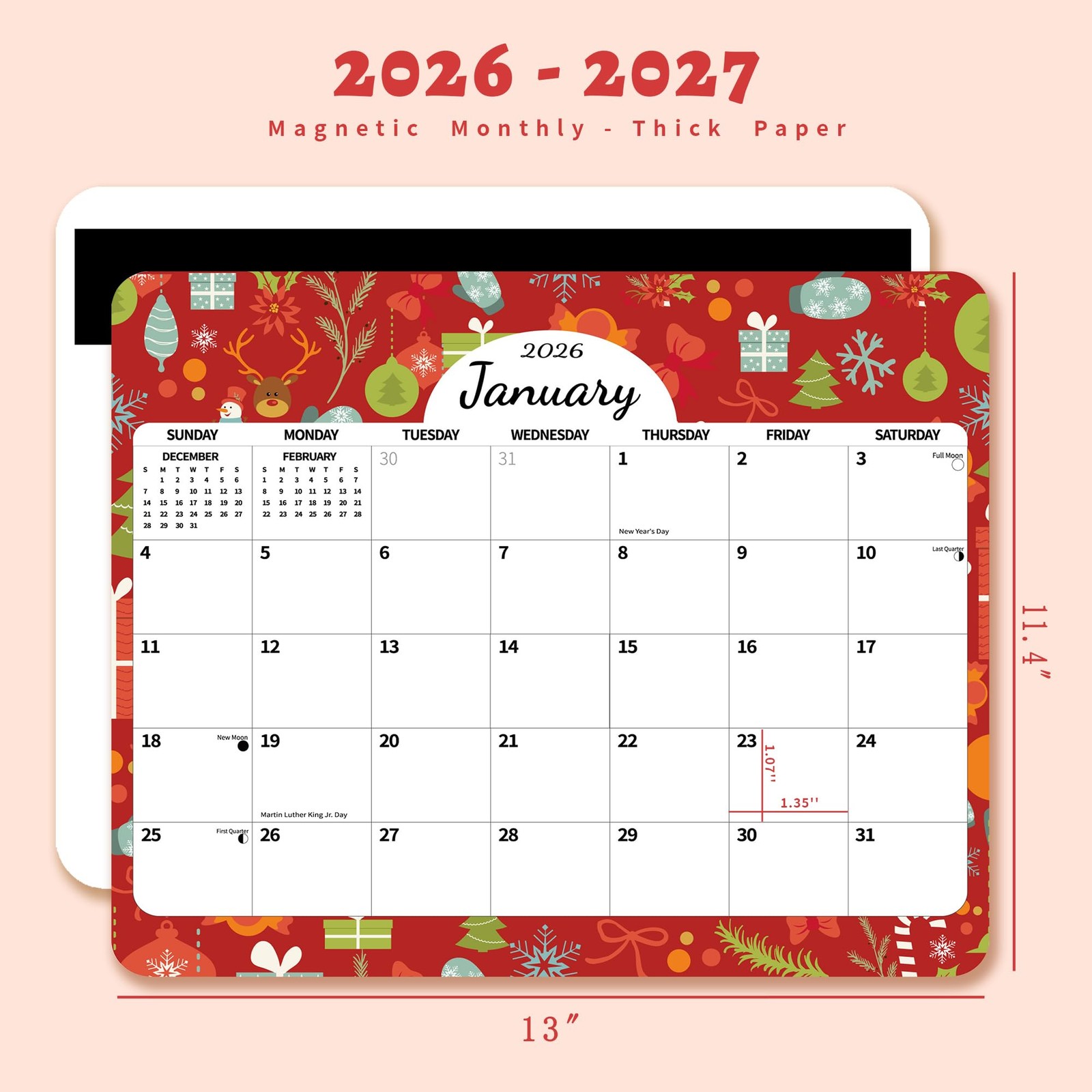2026 Magnetic Calendar for 8 inches X 10 inches, Season and Holidays 02