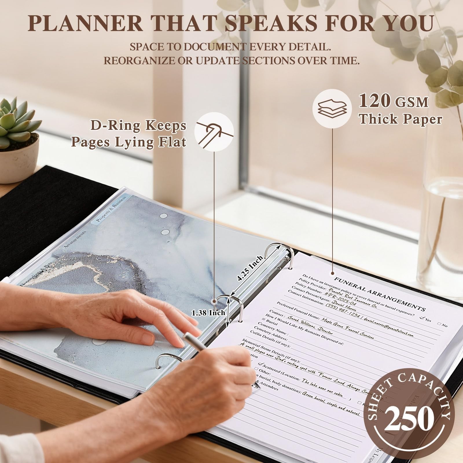 End of Life Binder Organizer – Final Wishes Planner, Estate Document Folder, 8 D