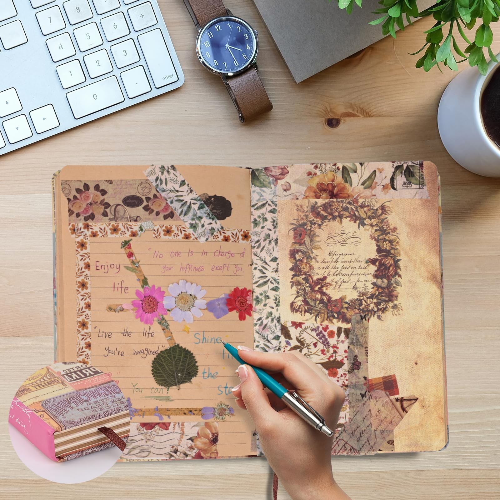 SallyFashion A5 Vintage Travel Journals Medium, 2Pack European Diary