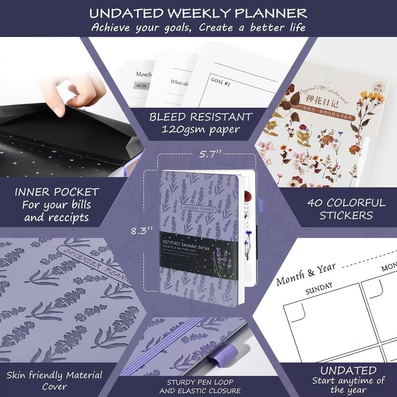 Undated Luxury A5 Planner & Gratitude Journal for Ultimate Productivity